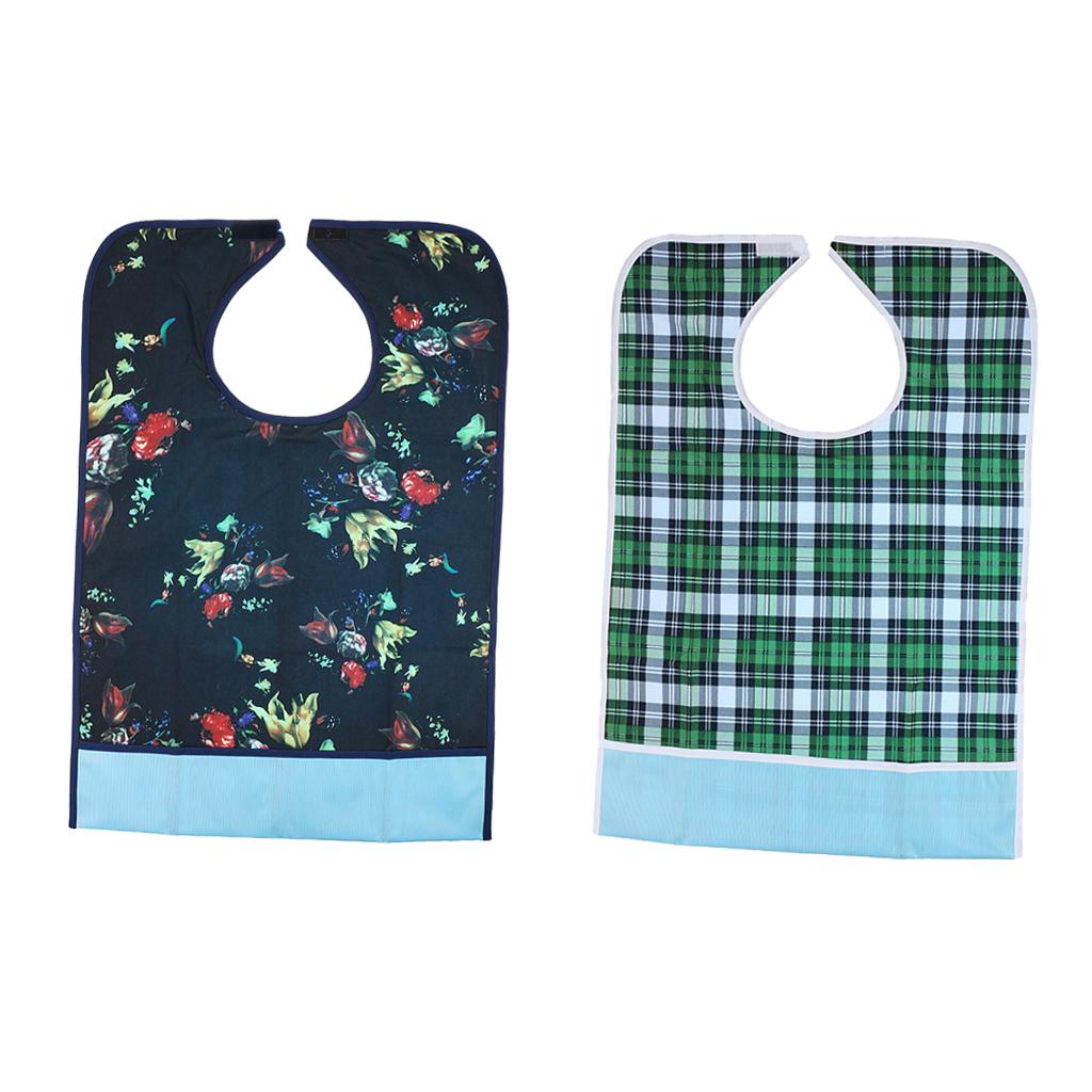 2 Pieces Reusable Adult Bib Mealtime Cloth Protector Disability Aid Apron 03