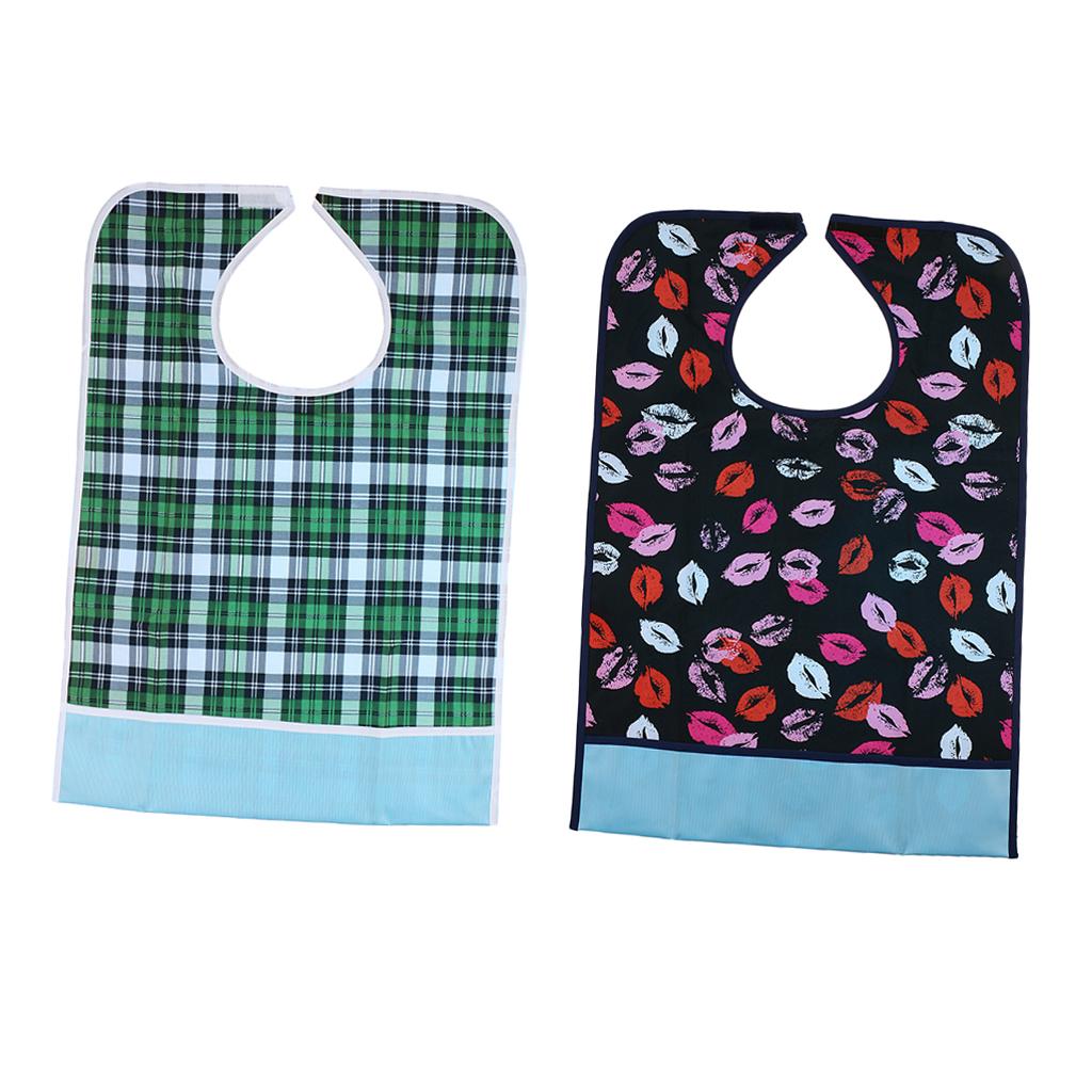 2 Pieces Reusable Adult Bib Mealtime Cloth Protector Disability Aid Apron 05