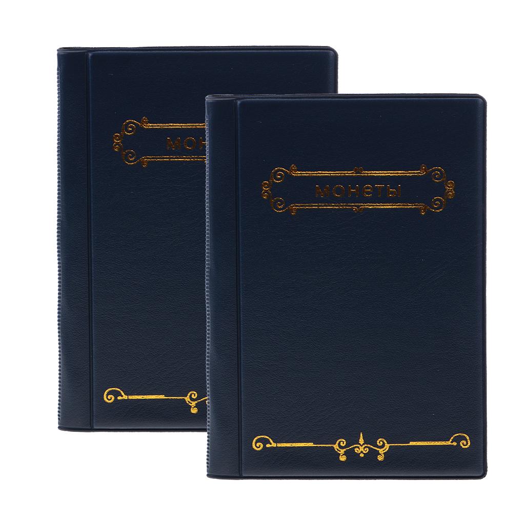 2pcs 120 Pockets 10 Page Coins Storage Album Penny Collecting Holder Books