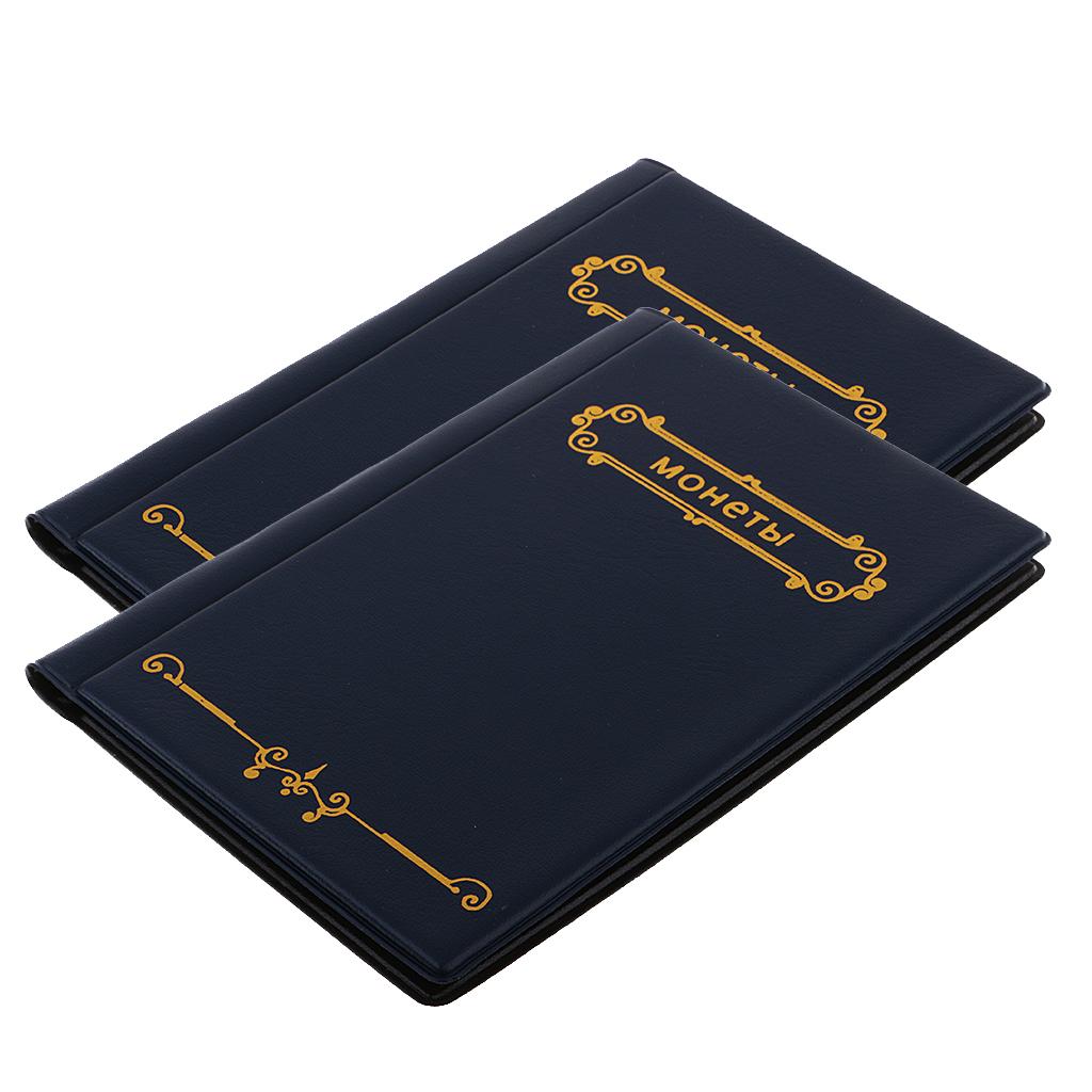 2pcs 120 Pockets 10 Page Coins Storage Album Penny Collecting Holder Books
