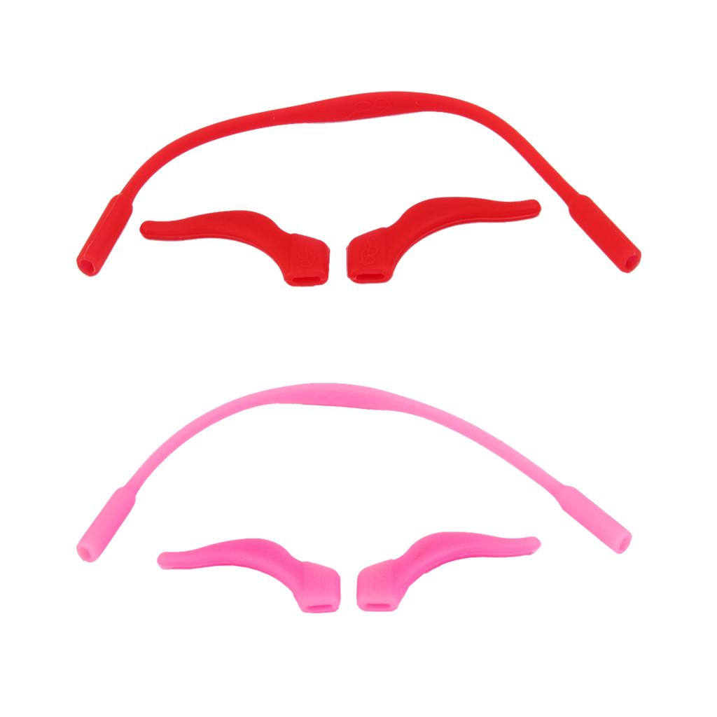 2 Sets Children's Glasses Silicone Band Strap + Non-Slip Ear Hooks Holders