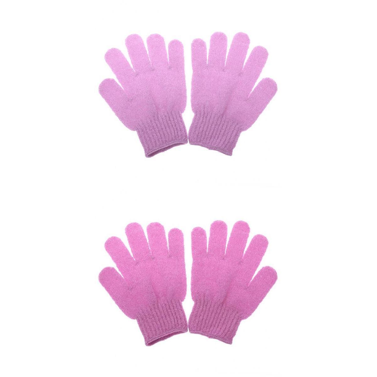 2 Pairs Exfoliating Bath Glove Shower Skin Care Scrubber Pads Rose Red Pink
