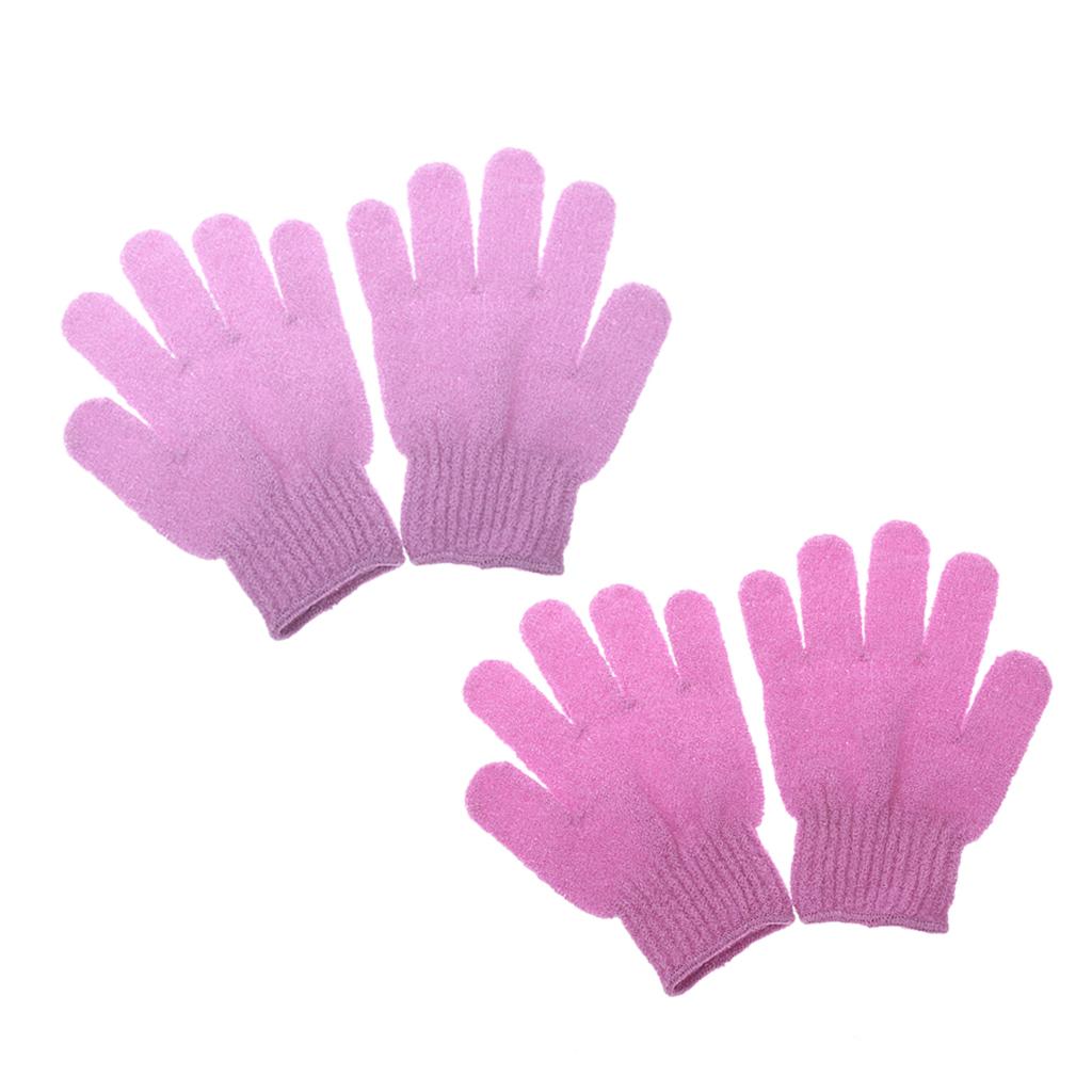 2 Pairs Exfoliating Bath Glove Shower Skin Care Scrubber Pads Rose Red Pink