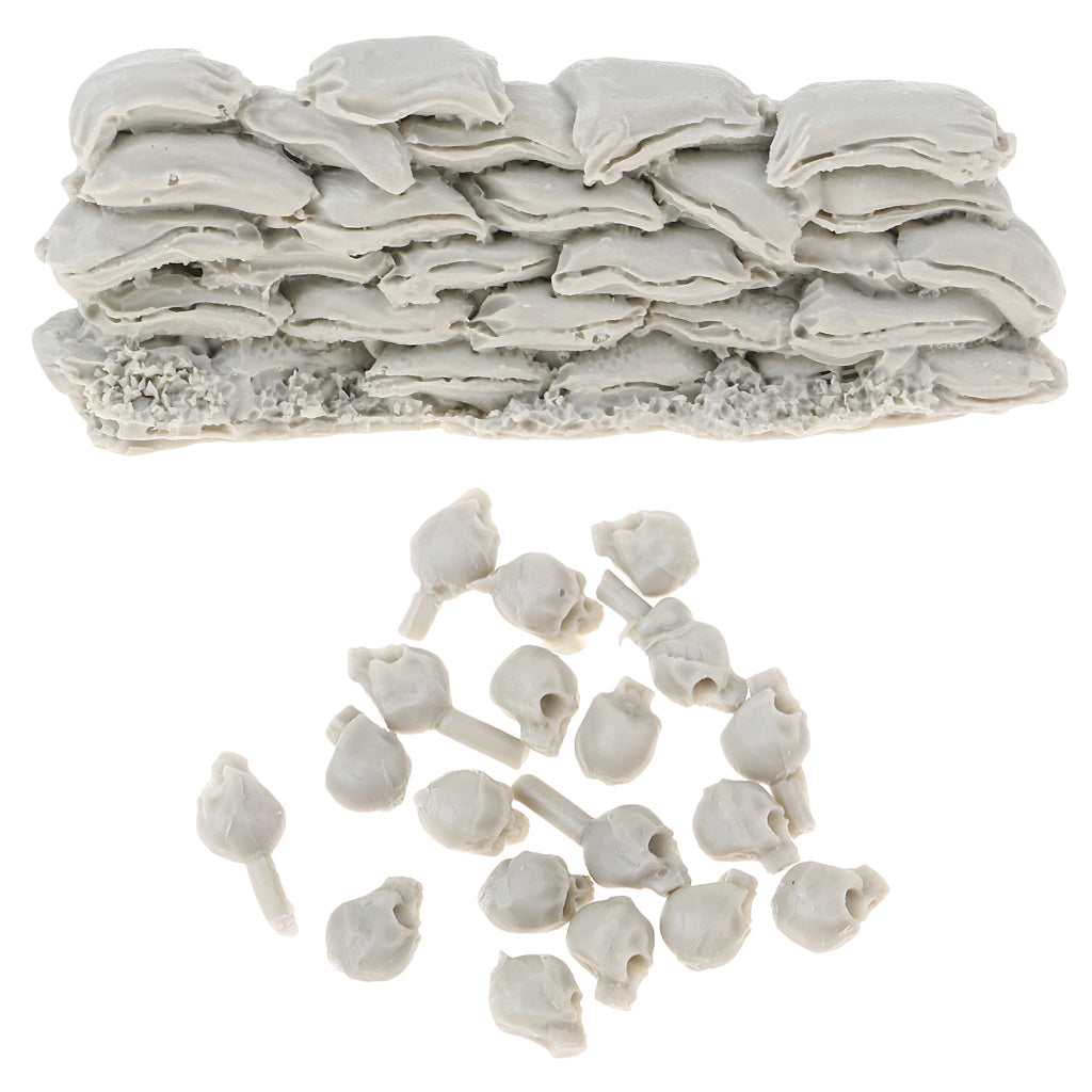 20 Pieces Resin Soldier Skull Resin Skeleton and 1/35 Resin Sandbag Wall Set