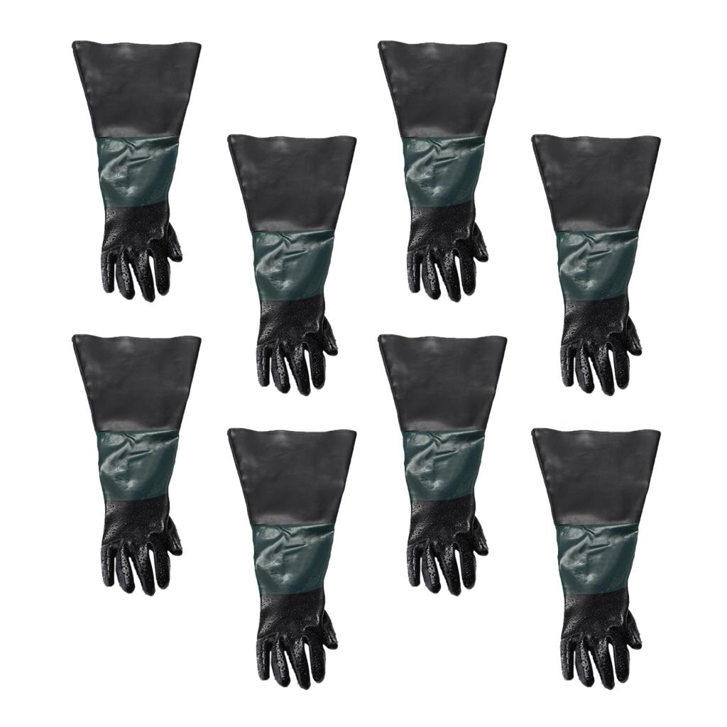 8x 60cm Left Hand Protective Working Gloves for Sand Blaster Blast Cabinet