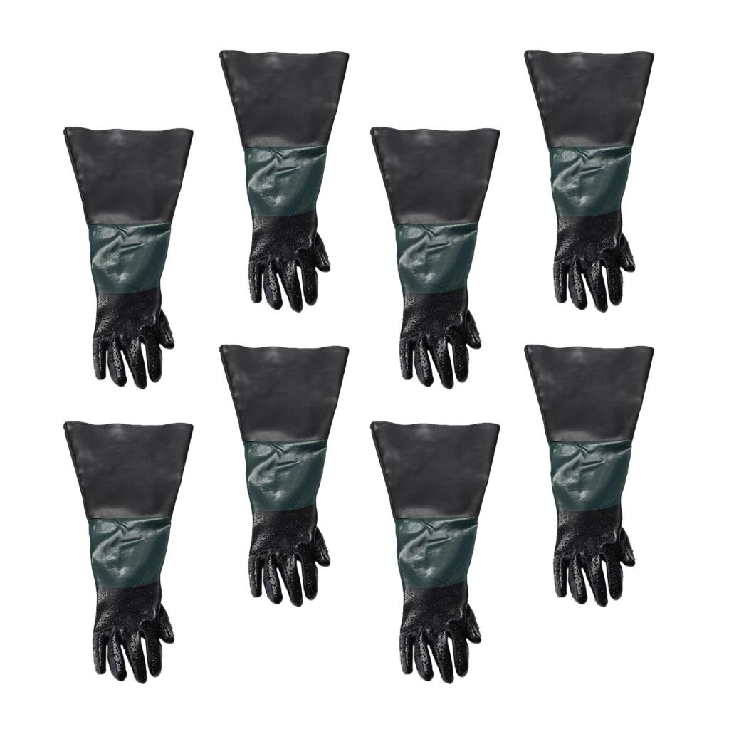 8x 60cm Left Hand Protective Working Gloves for Sand Blaster Blast Cabinet