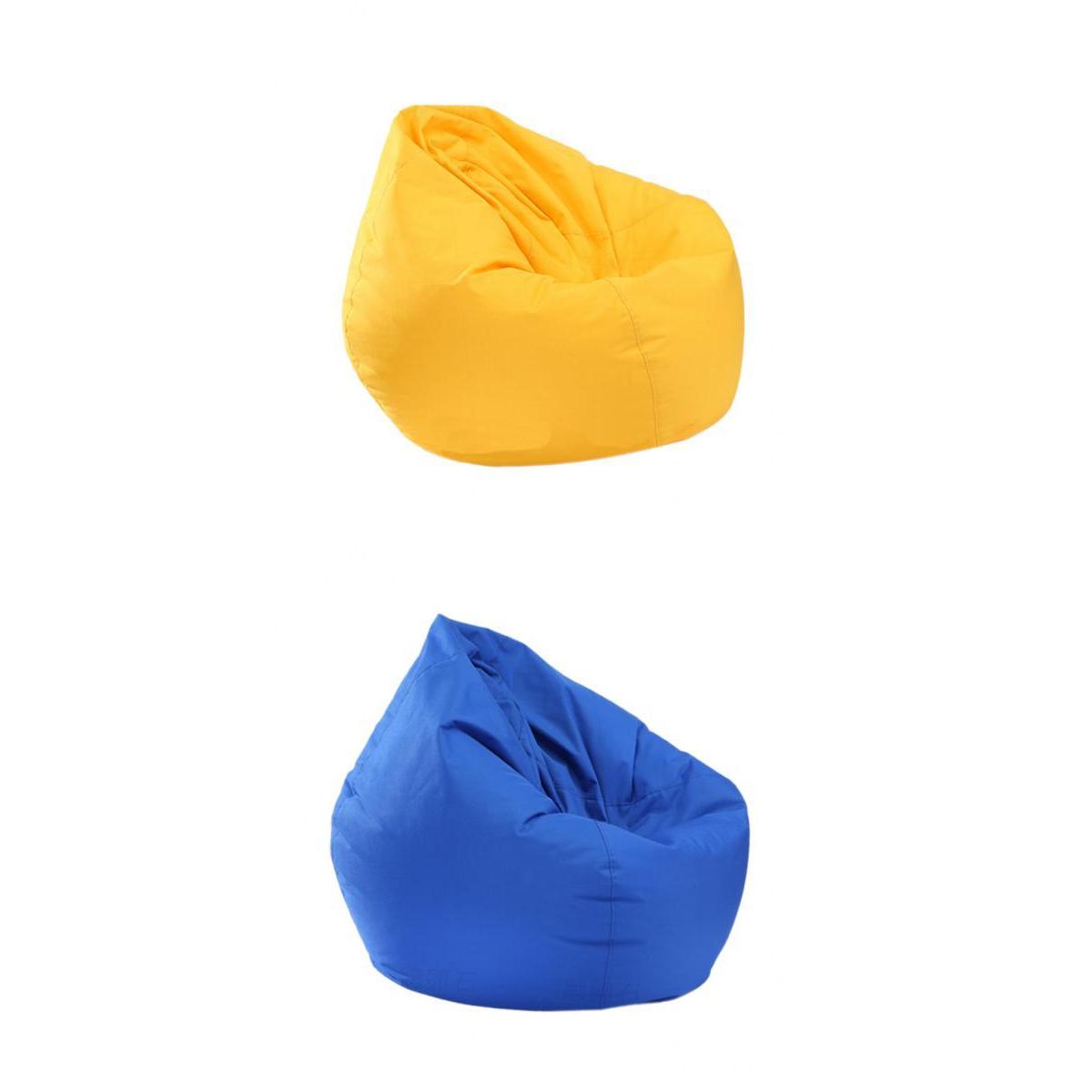 2Pieces Waterproof Stuffed Animal Storage Bean Bag Cover Royal Blue & Yellow