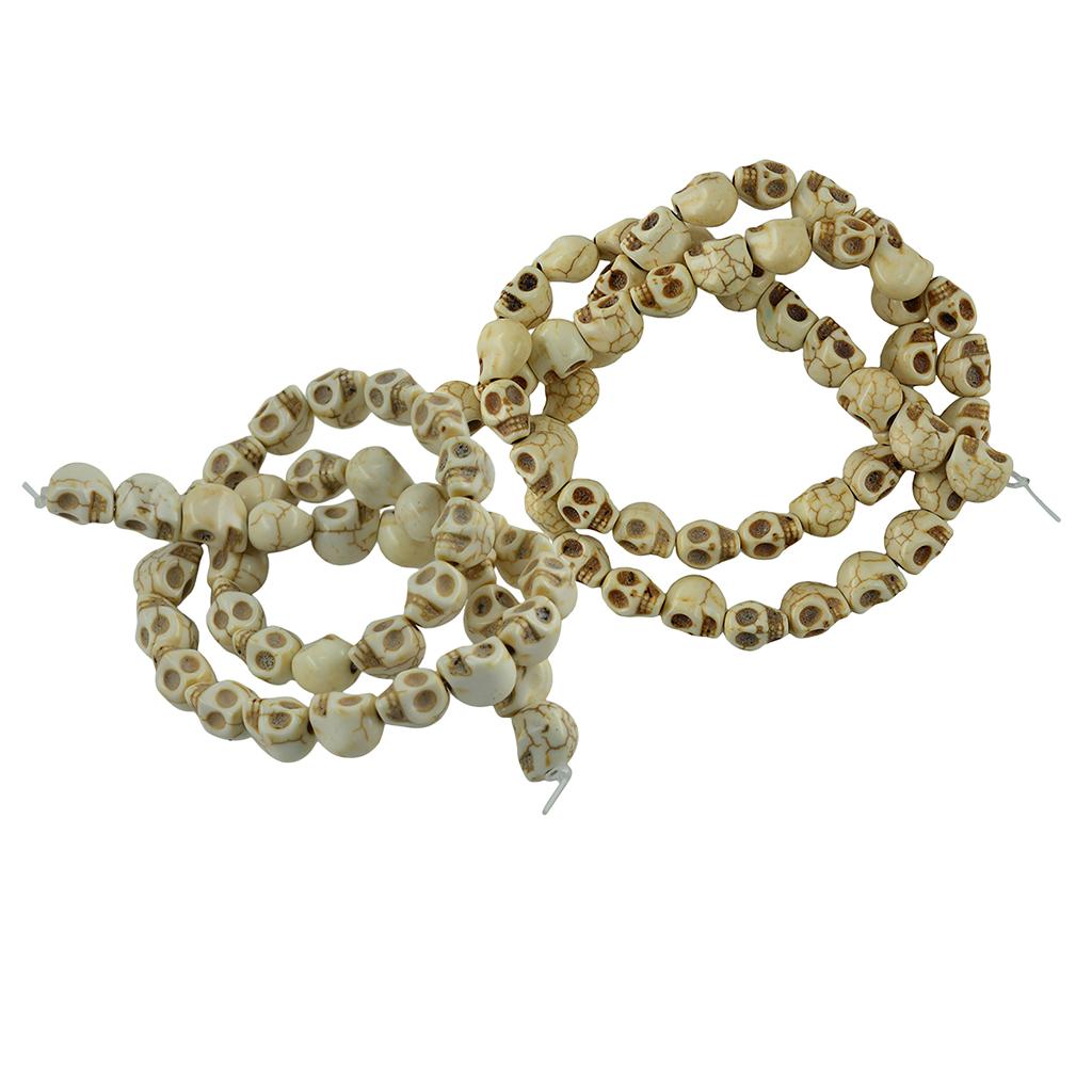 2Strands White Howlite Turquoise Carved Skull Spacer Bead Craft Accessories