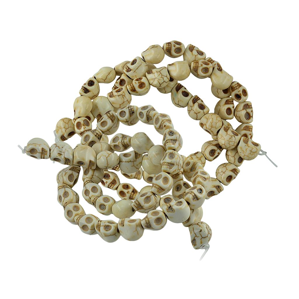 2Strands White Howlite Turquoise Carved Skull Spacer Bead Craft Accessories