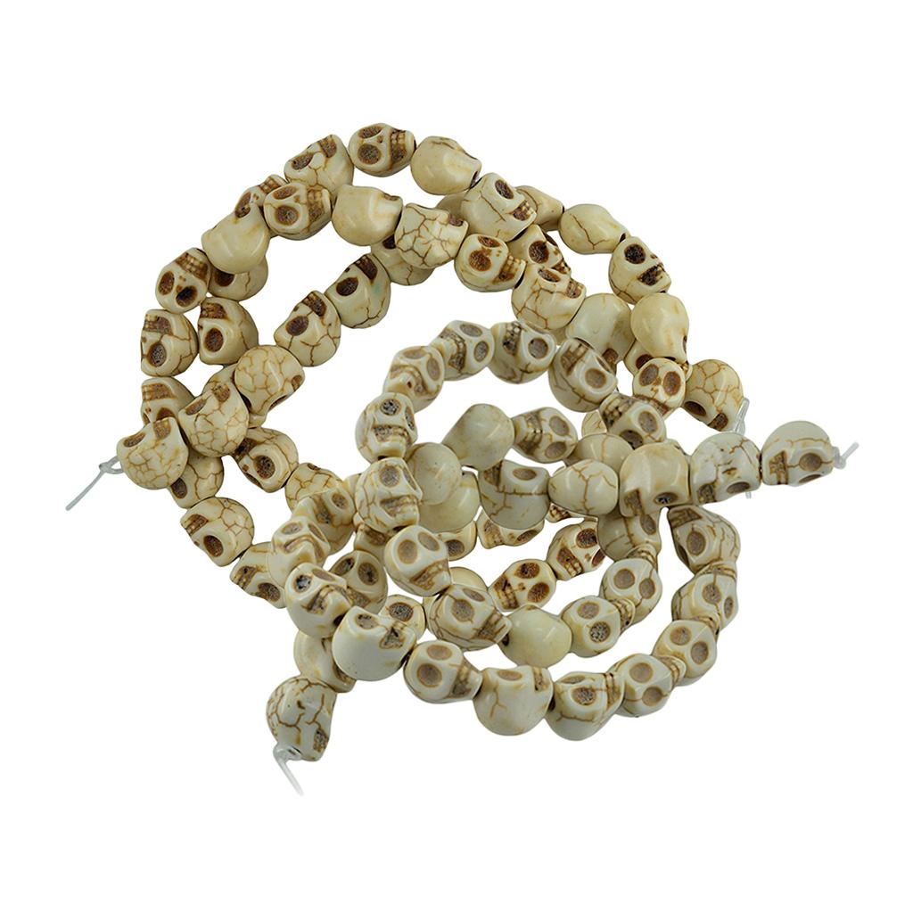 2Strands White Howlite Turquoise Carved Skull Spacer Bead Craft Accessories