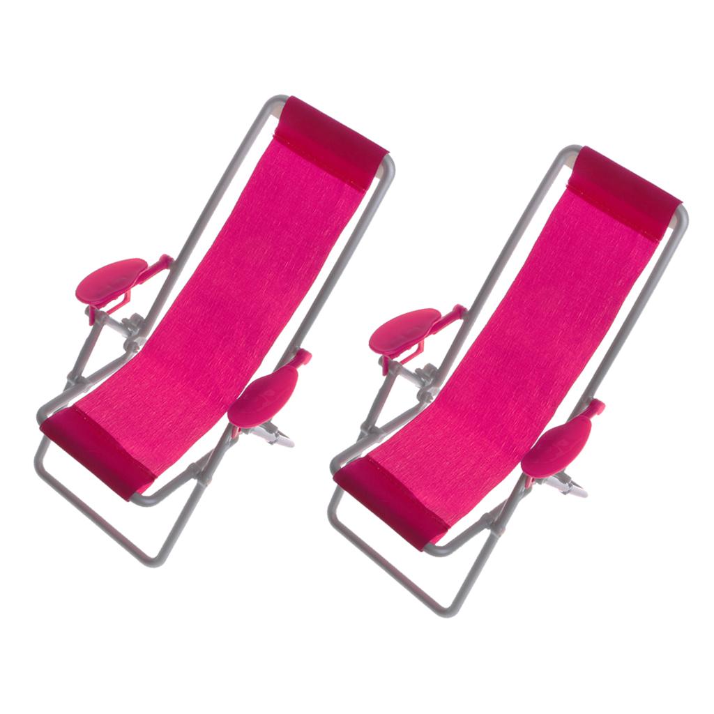 2 Set Plastic 1/6 Beach Deck Chair for Dollhouse Miniature Accessory
