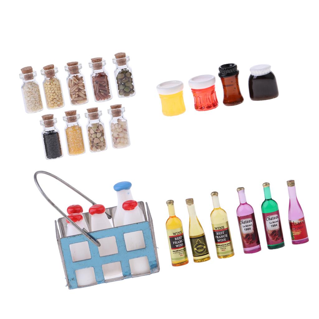 25 Pieces 1/12 Dollhouse Miniature Kitchen Foods Groceries Accessories Decor
