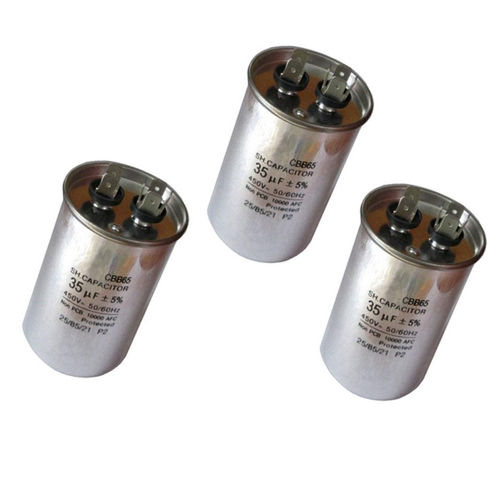3Pcs 35UF 450V 50/60 Hz Universal Motor Start/Motor Run Capacitor WaterProof