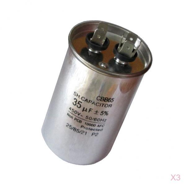 3Pcs 35UF 450V 50/60 Hz Universal Motor Start/Motor Run Capacitor WaterProof