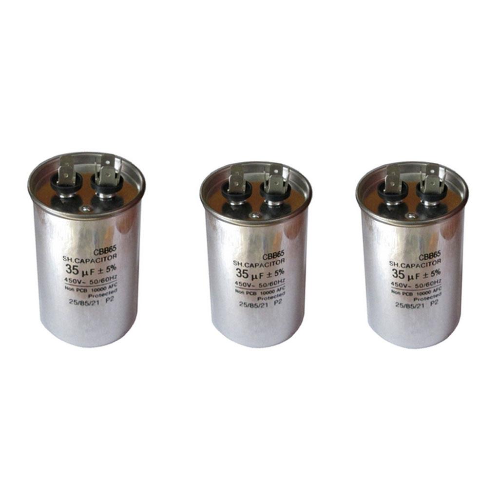 3Pcs 35UF 450V 50/60 Hz Universal Motor Start/Motor Run Capacitor WaterProof
