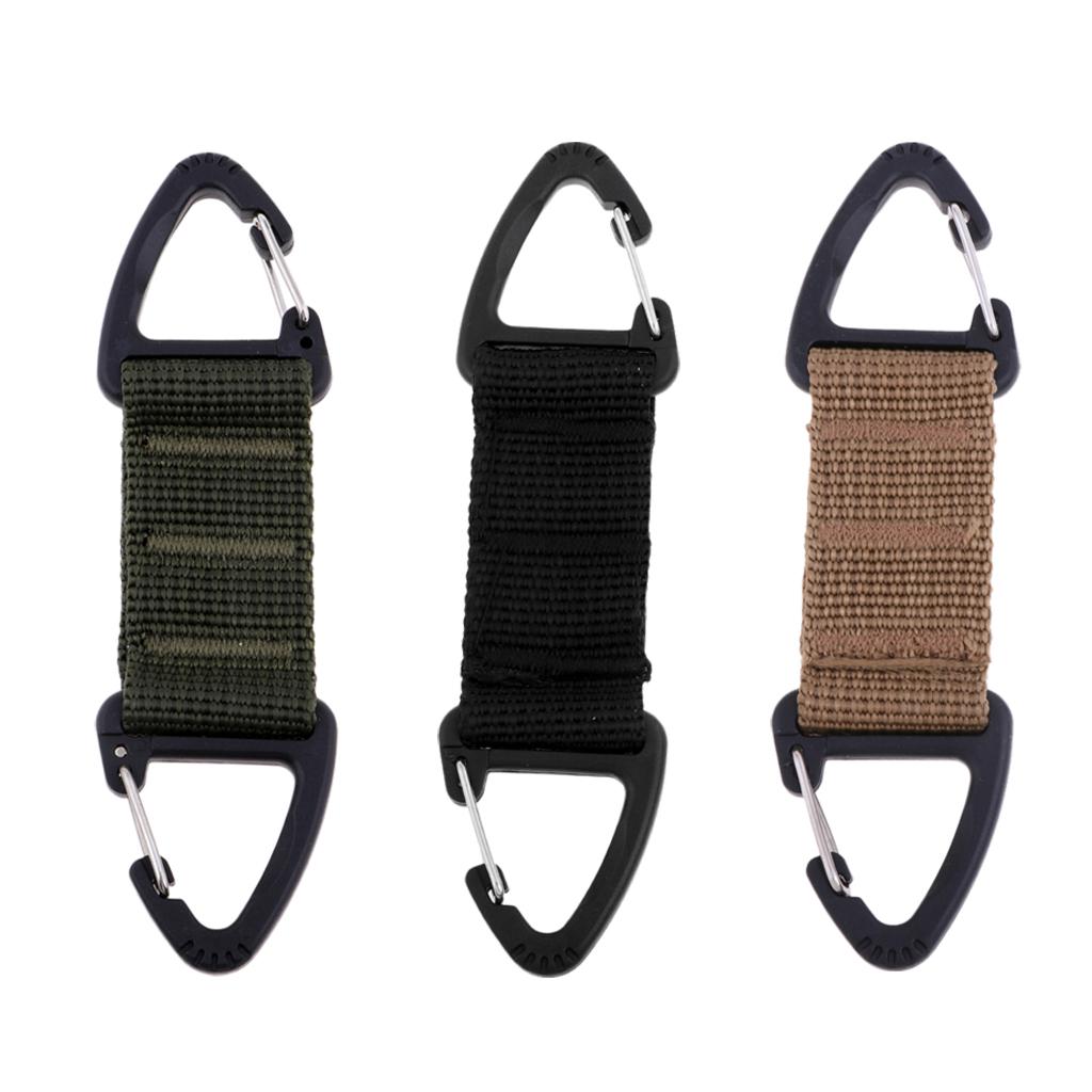 3 Pieces Outdoor Hiking Nylon Webbing Backpack Dual Ended Triangular Hooks