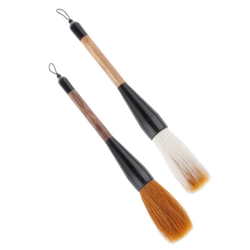 2x Wolf Goat Hair Short Bamboo Shaft Chinese Writing Brush Calligraphy Brush