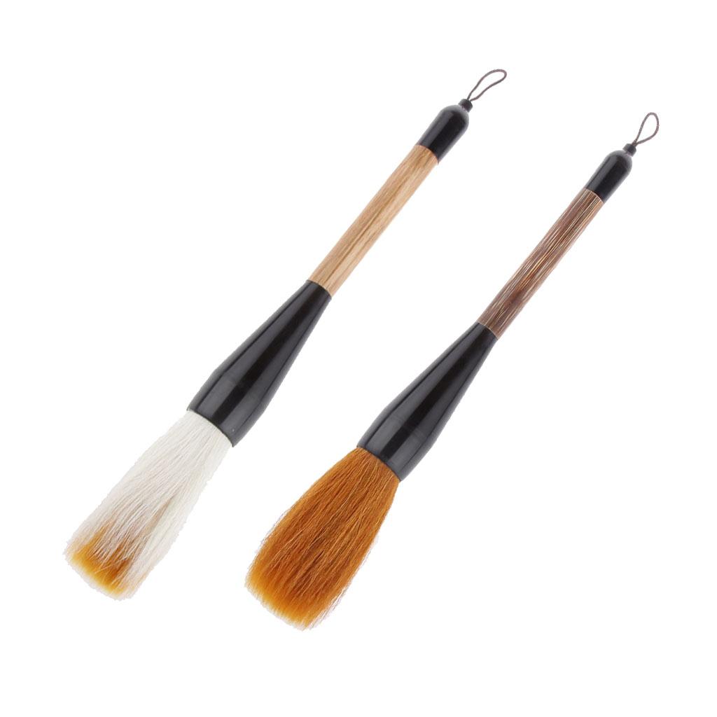 2x Wolf Goat Hair Short Bamboo Shaft Chinese Writing Brush Calligraphy Brush