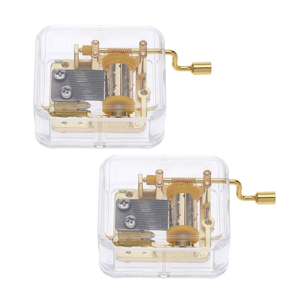 2pcs Hand Crank Music Box Movement Play For Elise & Edelweiss- Gold
