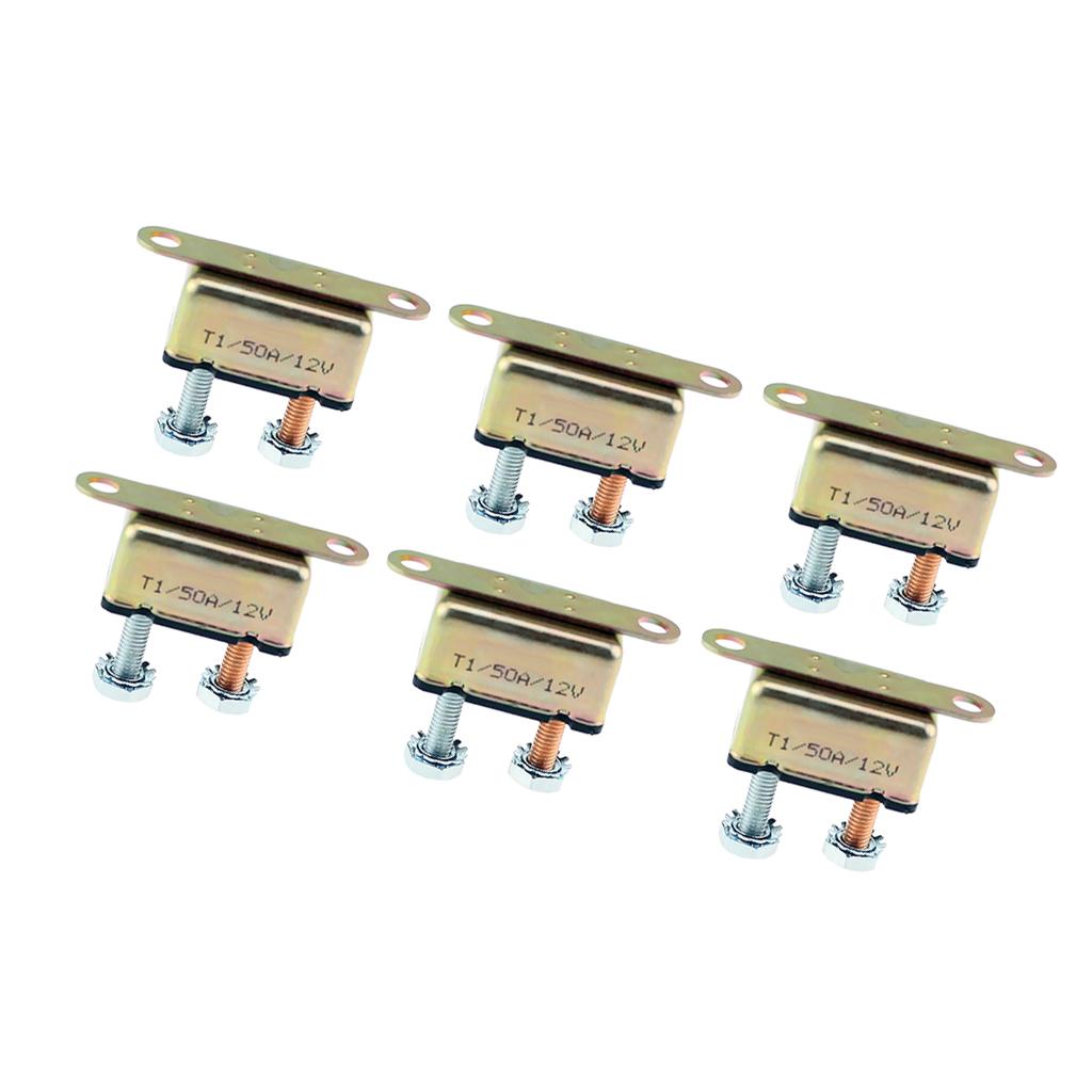 6Pcs Auto Reset Circuit Breaker 50 AMP 12-28V Fuse Dual Battery Car Caravan