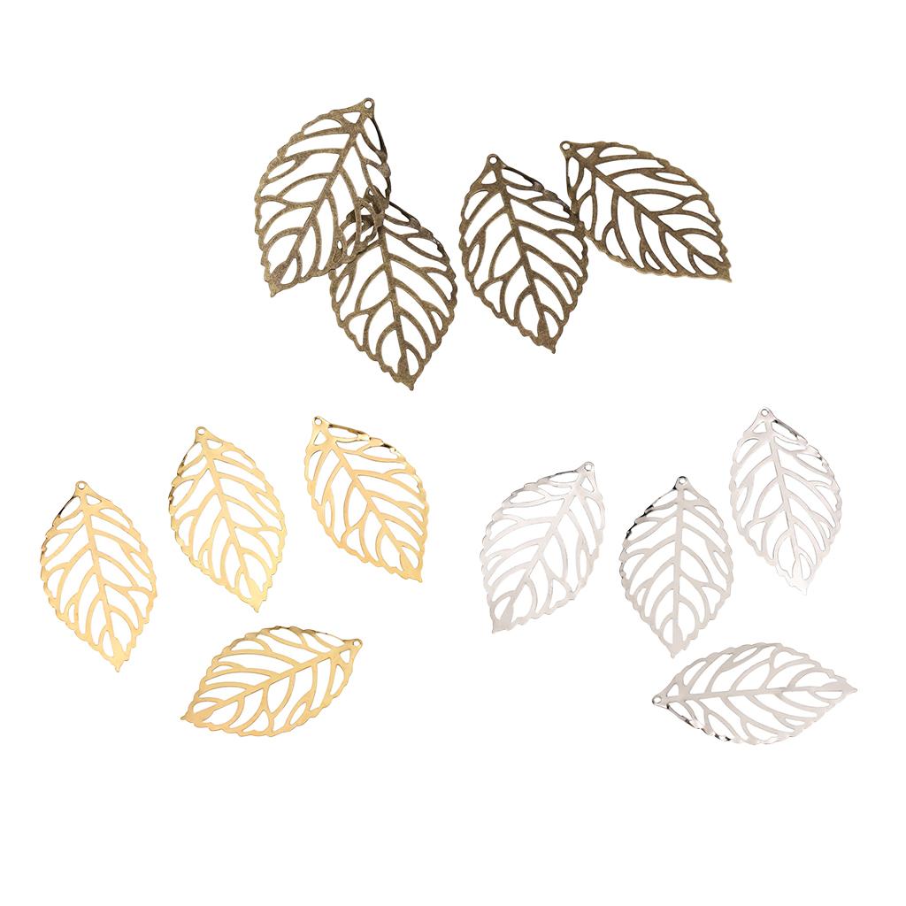 300 Pcs Mix Color Hollow Filigree Charms Leaf Pendant Jewelery Finding