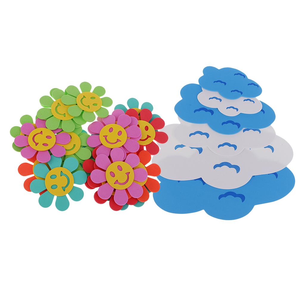 26Pcs Foam Cloud and Flower Wall Sticker for Kid Children's Room Decoration