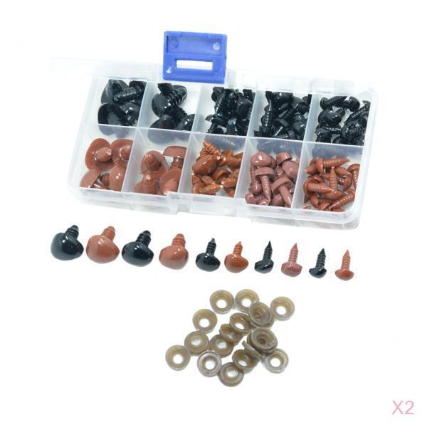200 Pcs Plastic Safety Noses Eyes for Bear Doll Toys DIY Craft Brown & Black