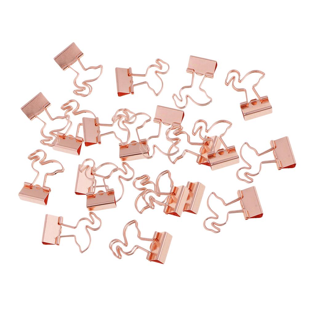 20 Pieces Cute Flamingo Metal Foldback Binder Clips Stationary Paper Clips