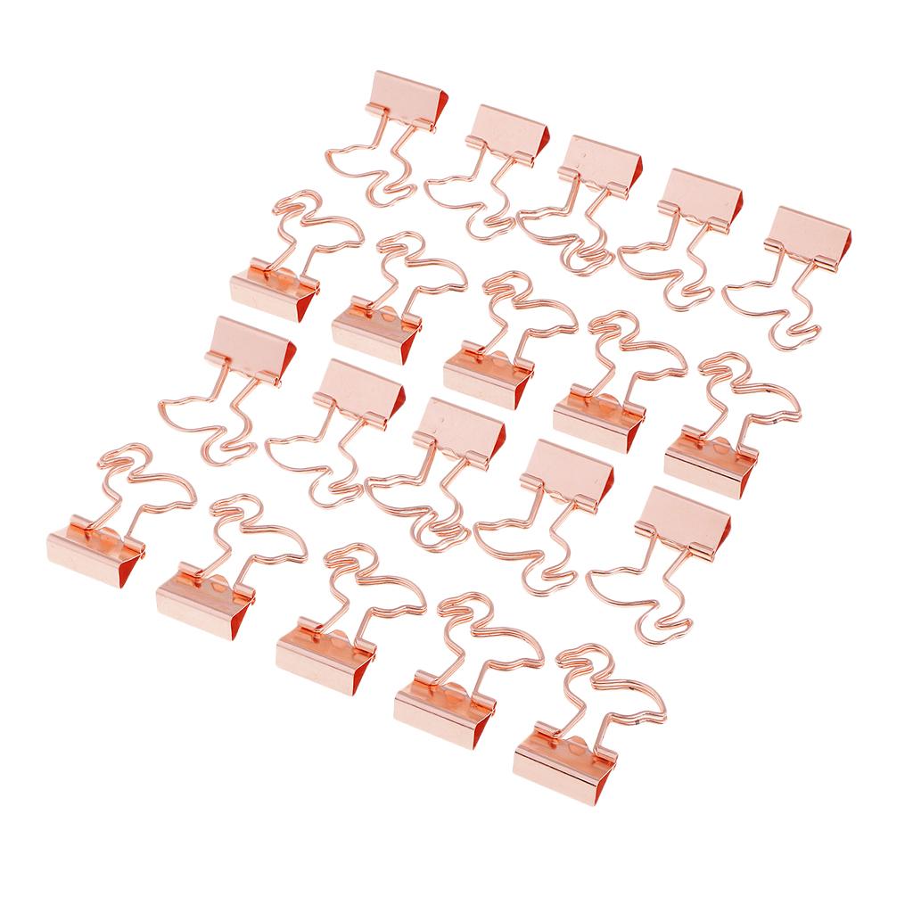 20 Pieces Cute Flamingo Metal Foldback Binder Clips Stationary Paper Clips