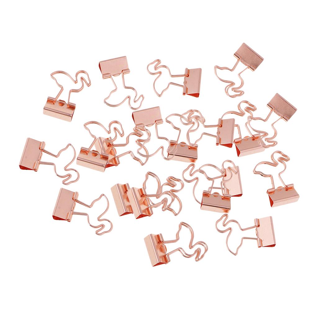 20 Pieces Cute Flamingo Metal Foldback Binder Clips Stationary Paper Clips