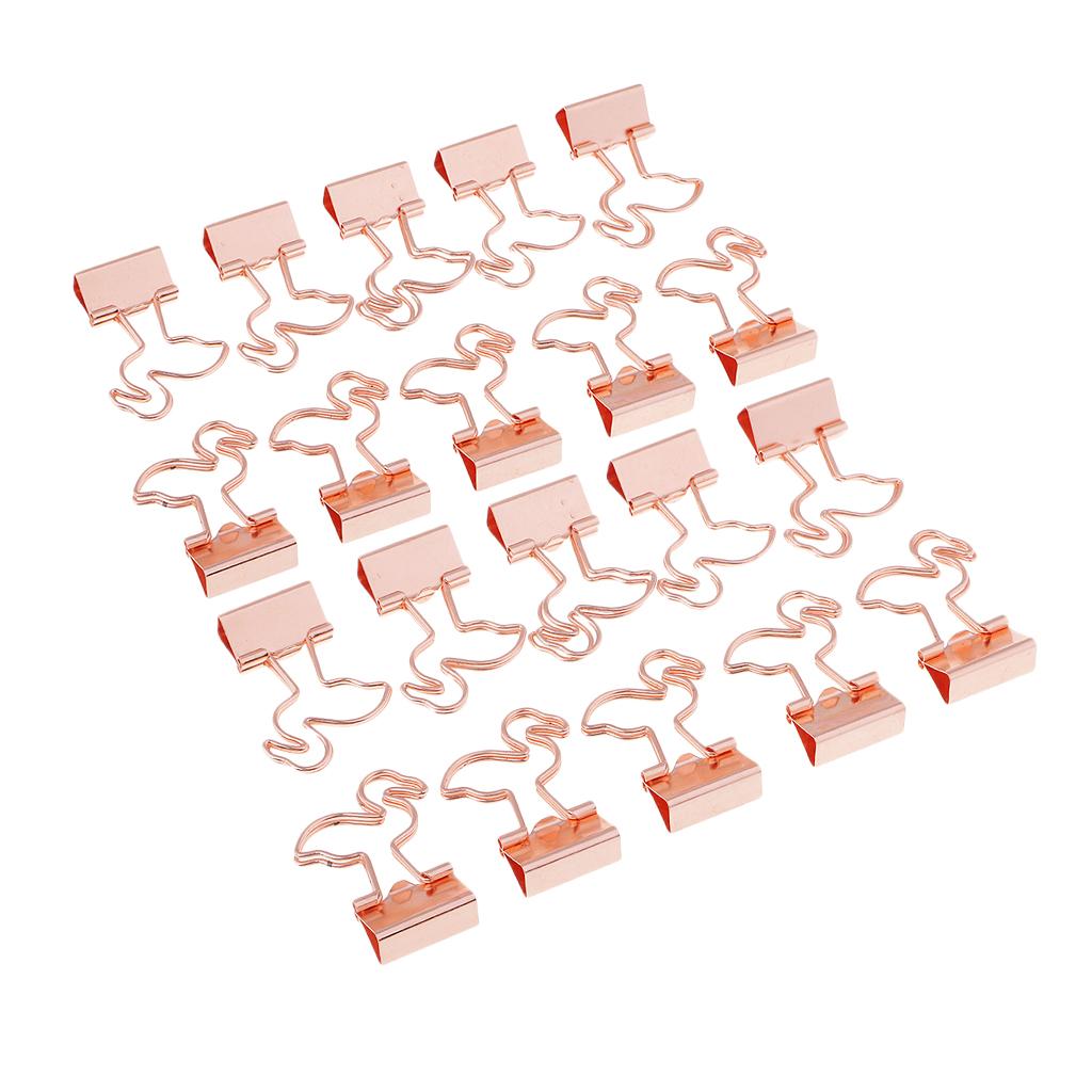 20 Pieces Cute Flamingo Metal Foldback Binder Clips Stationary Paper Clips