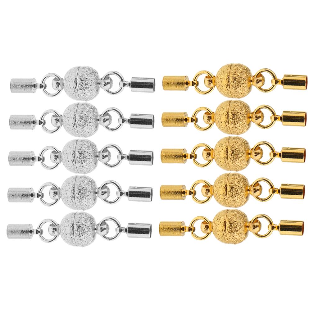 10 Pieces Frosted Ball Magnetic Clasps with End Caps Jewelry DIY Findings
