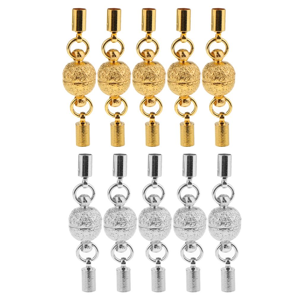 10 Pieces Frosted Ball Magnetic Clasps with End Caps Jewelry DIY Findings