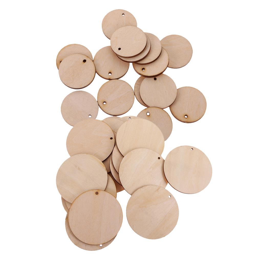 150 Pieces Round Unfinished Wood Pieces with Hole for DIY Crafts 50mm 30mm