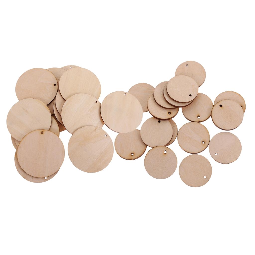 150 Pieces Round Unfinished Wood Pieces with Hole for DIY Crafts 50mm 30mm