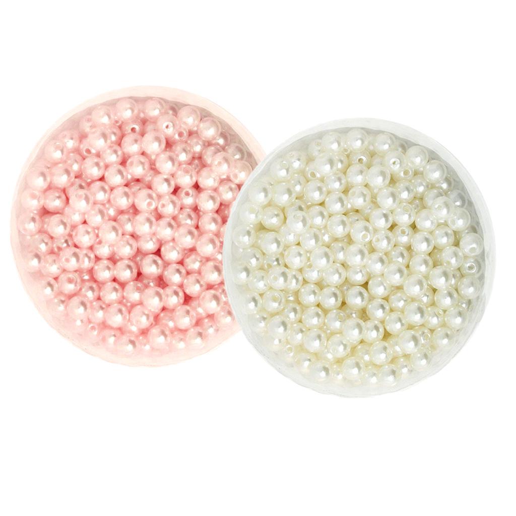 1000 Pieces 6mm Round Imitation Pearl Loose Spacer Beads DIY Jewelry Crafts