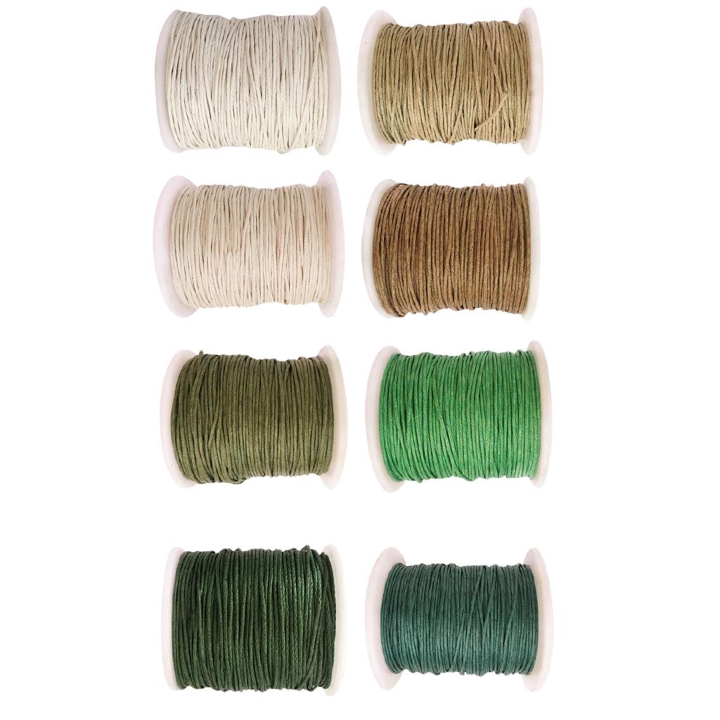 8 Rolls of 80 Meters Waxed Cotton Cord String Jewelry Making Accessories 1mm