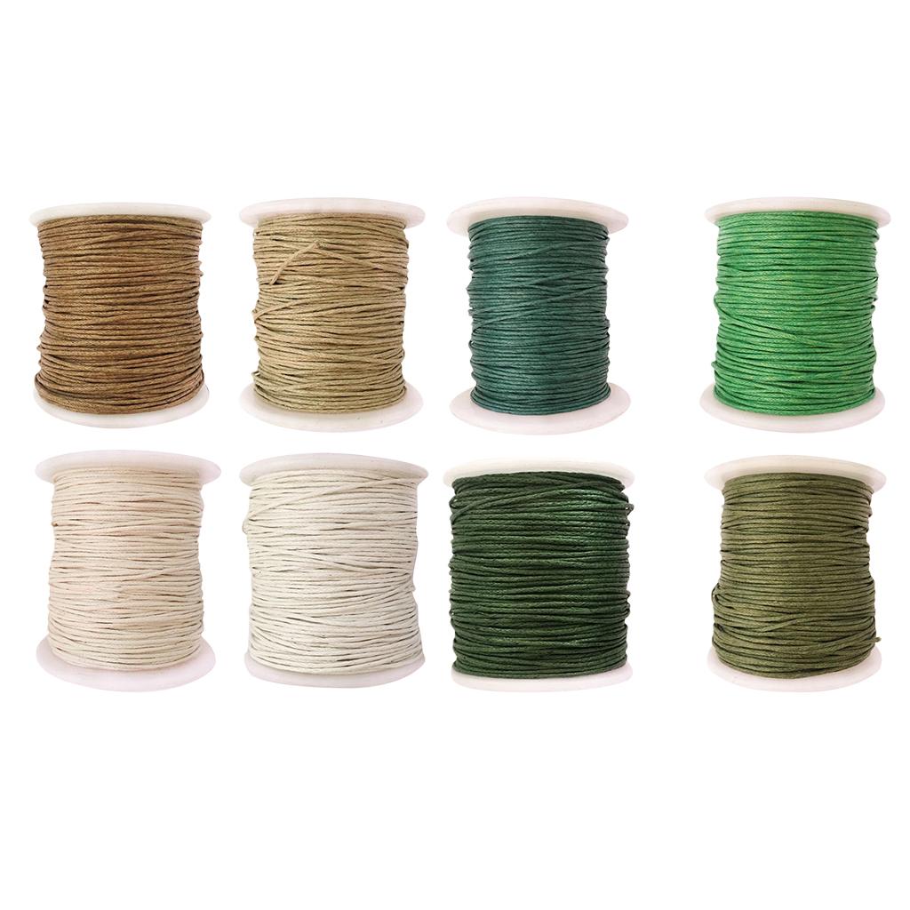 8 Rolls of 80 Meters Waxed Cotton Cord String Jewelry Making Accessories 1mm