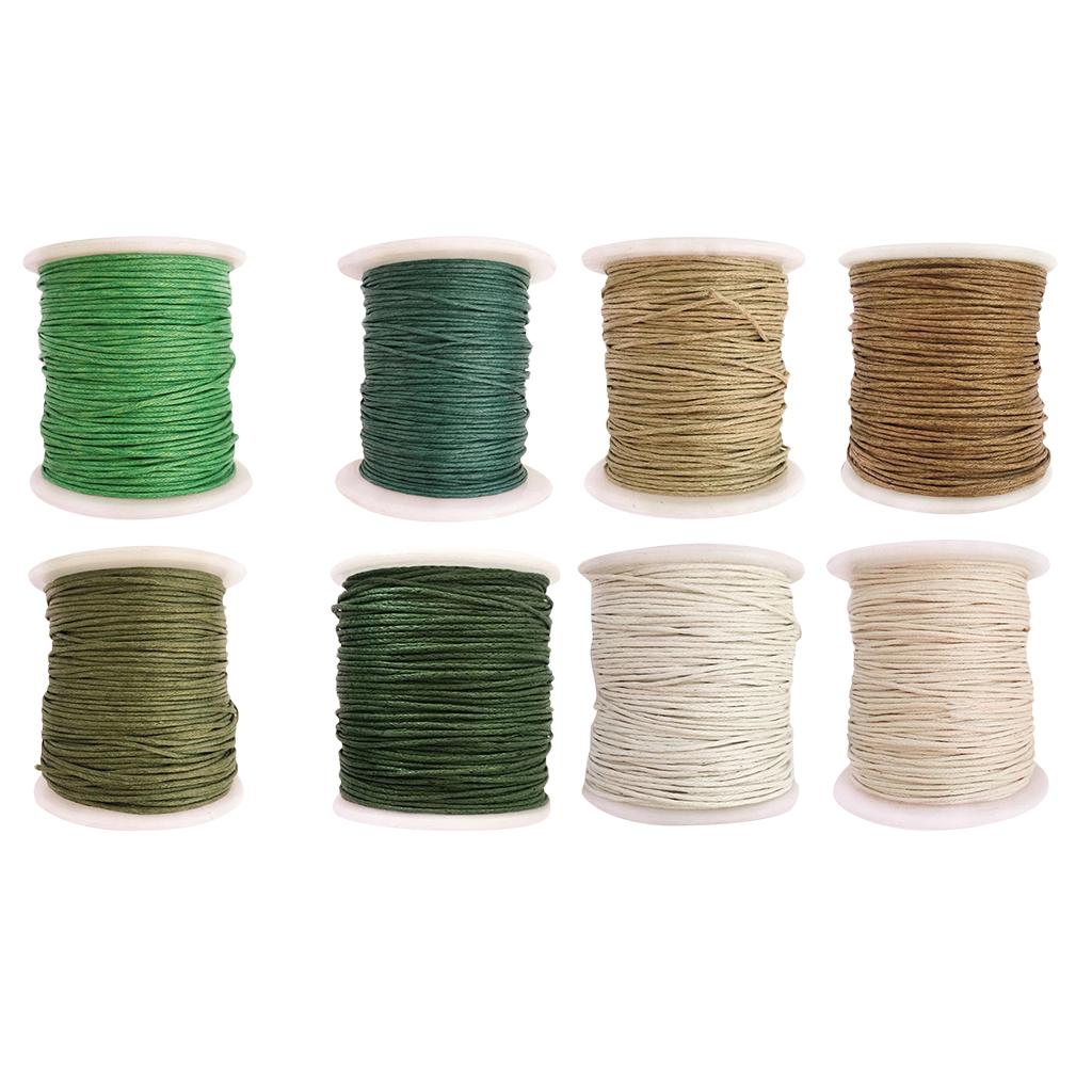 8 Rolls of 80 Meters Waxed Cotton Cord String Jewelry Making Accessories 1mm