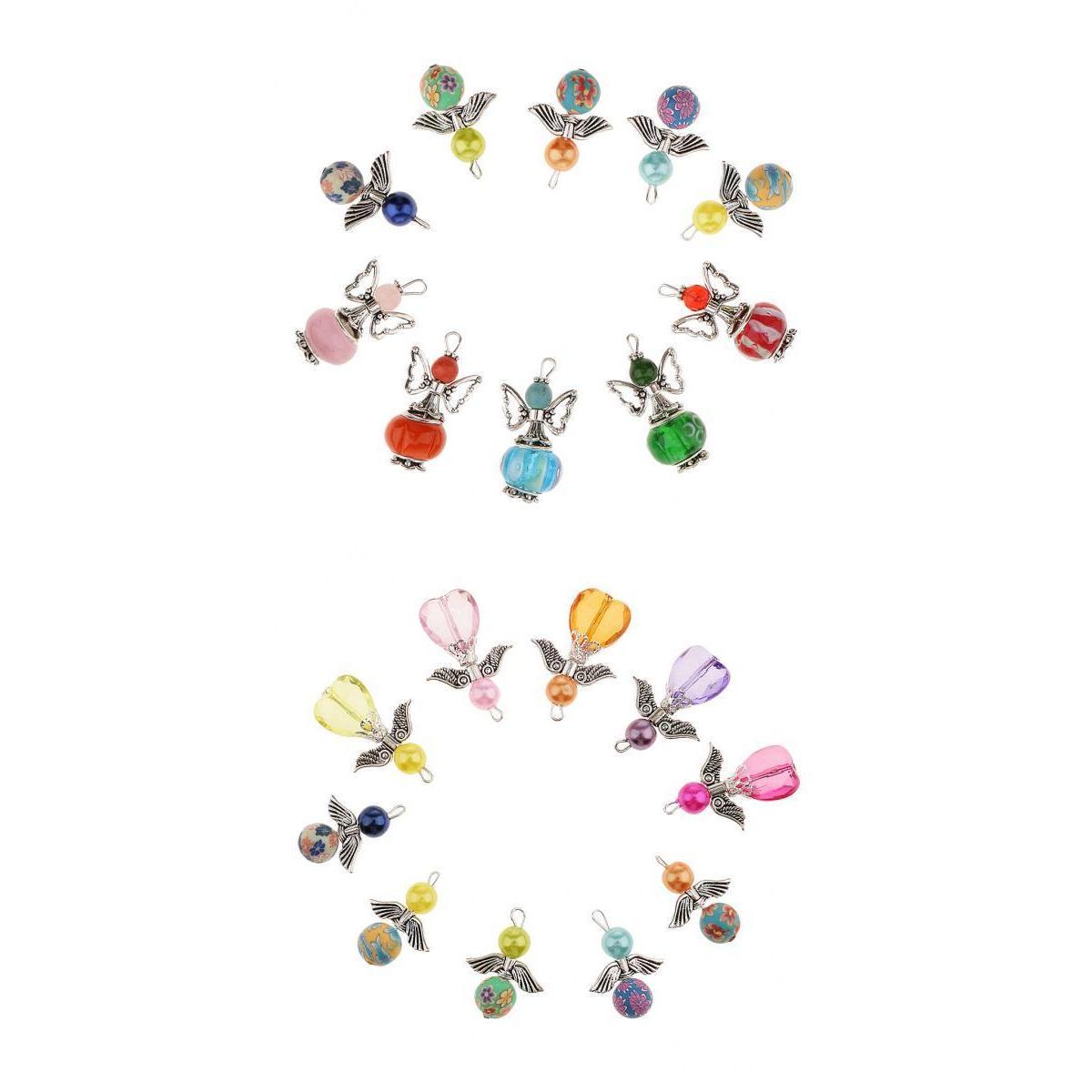 20 Pieces Mixed Angel Charms Pearl Acrylic Polymer Pendants Jewelry Findings