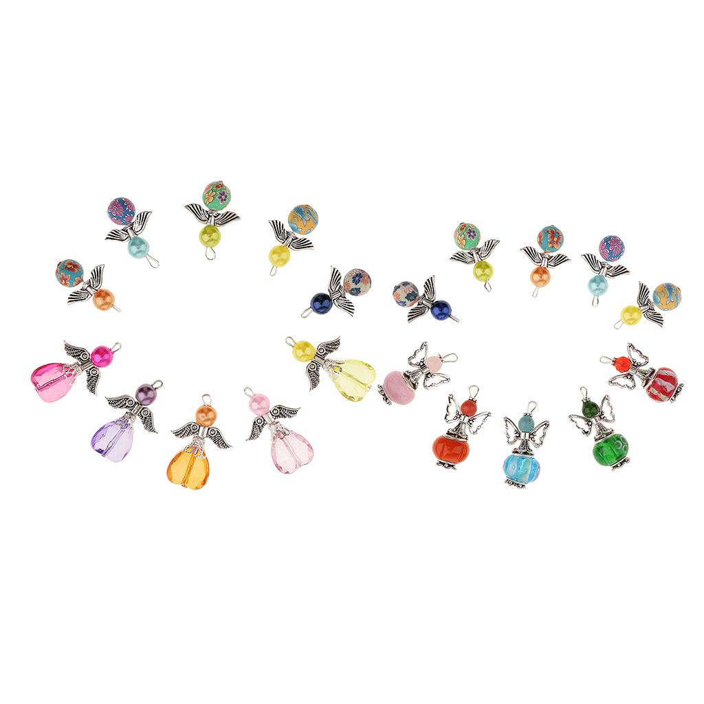 20 Pieces Mixed Angel Charms Pearl Acrylic Polymer Pendants Jewelry Findings