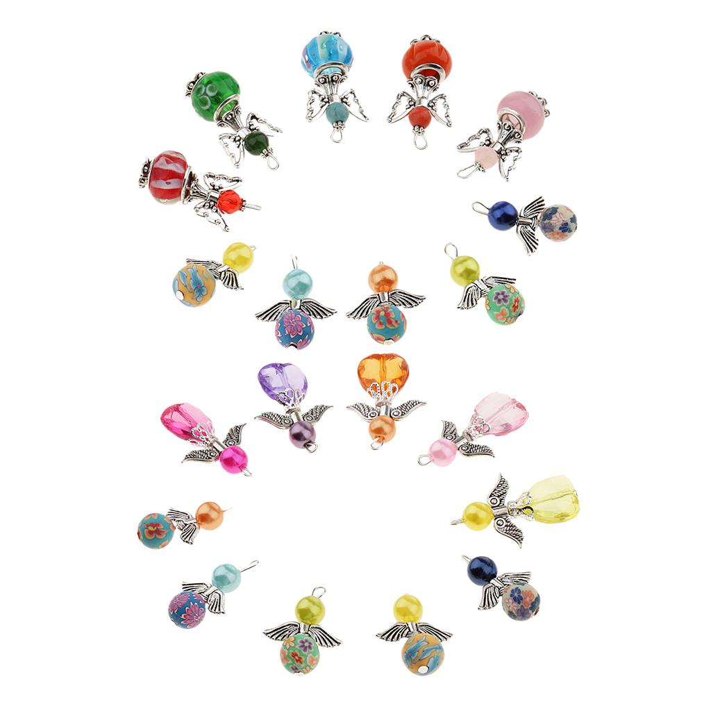 20 Pieces Mixed Angel Charms Pearl Acrylic Polymer Pendants Jewelry Findings