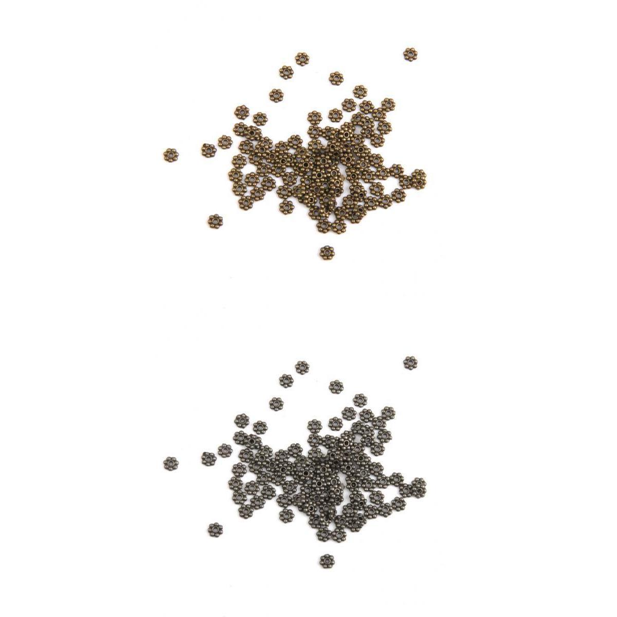 200 Pieces Mixed Snowflake Flower Alloy Spacer Beads Jewelry Findings 4mm
