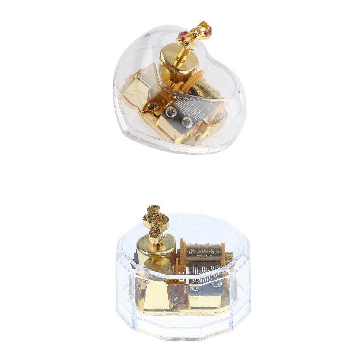 2pcs Acrylic Clockwork Music Box Melody Box Happy Birthday To You Tune Case