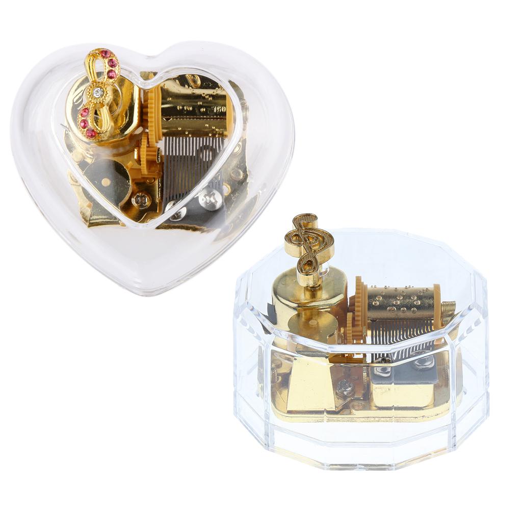 2pcs Acrylic Clockwork Music Box Melody Box Happy Birthday To You Tune Case