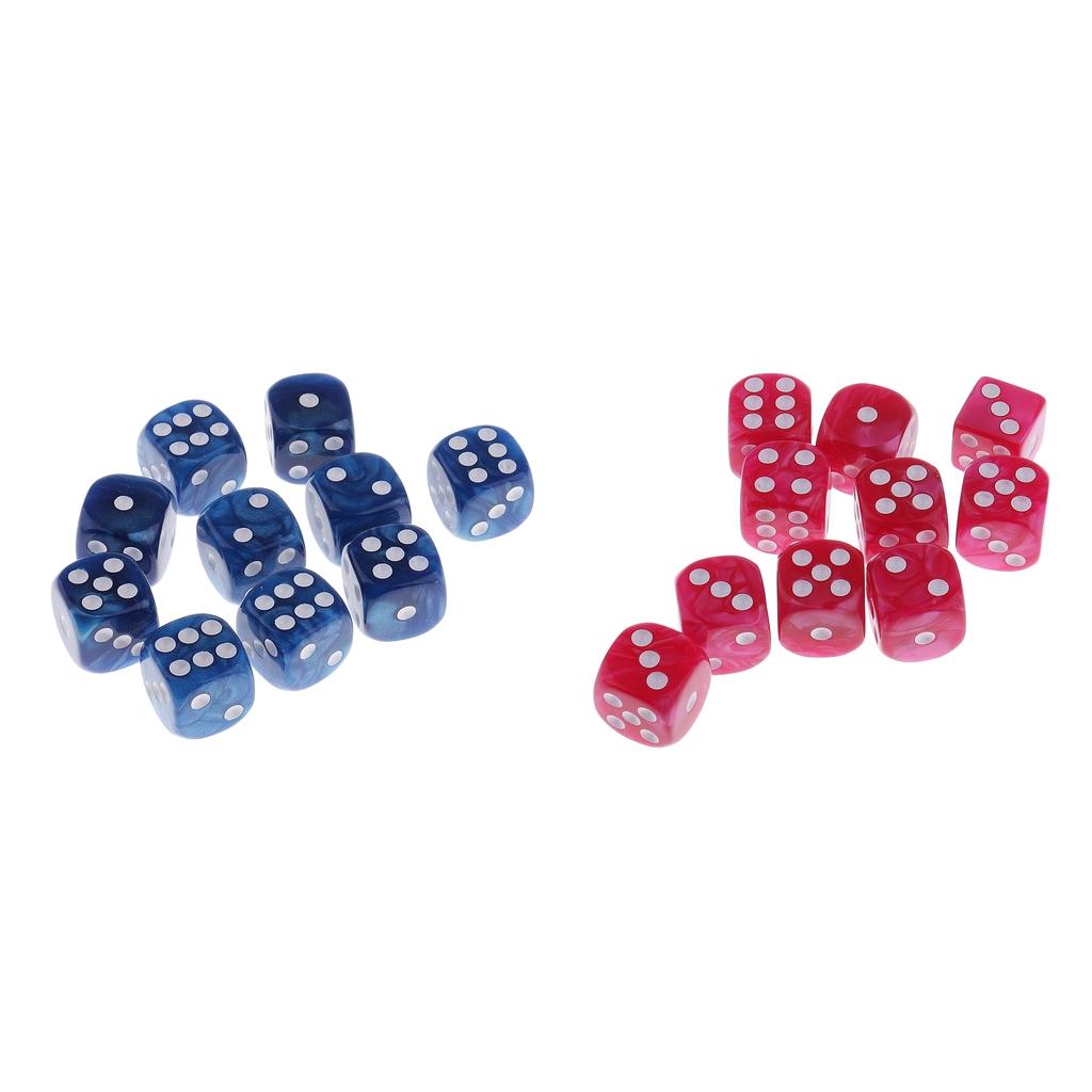 20 Pieces Plastic 6-sided Digital Dice D6 for Party Bar Table Game Pink+Blue