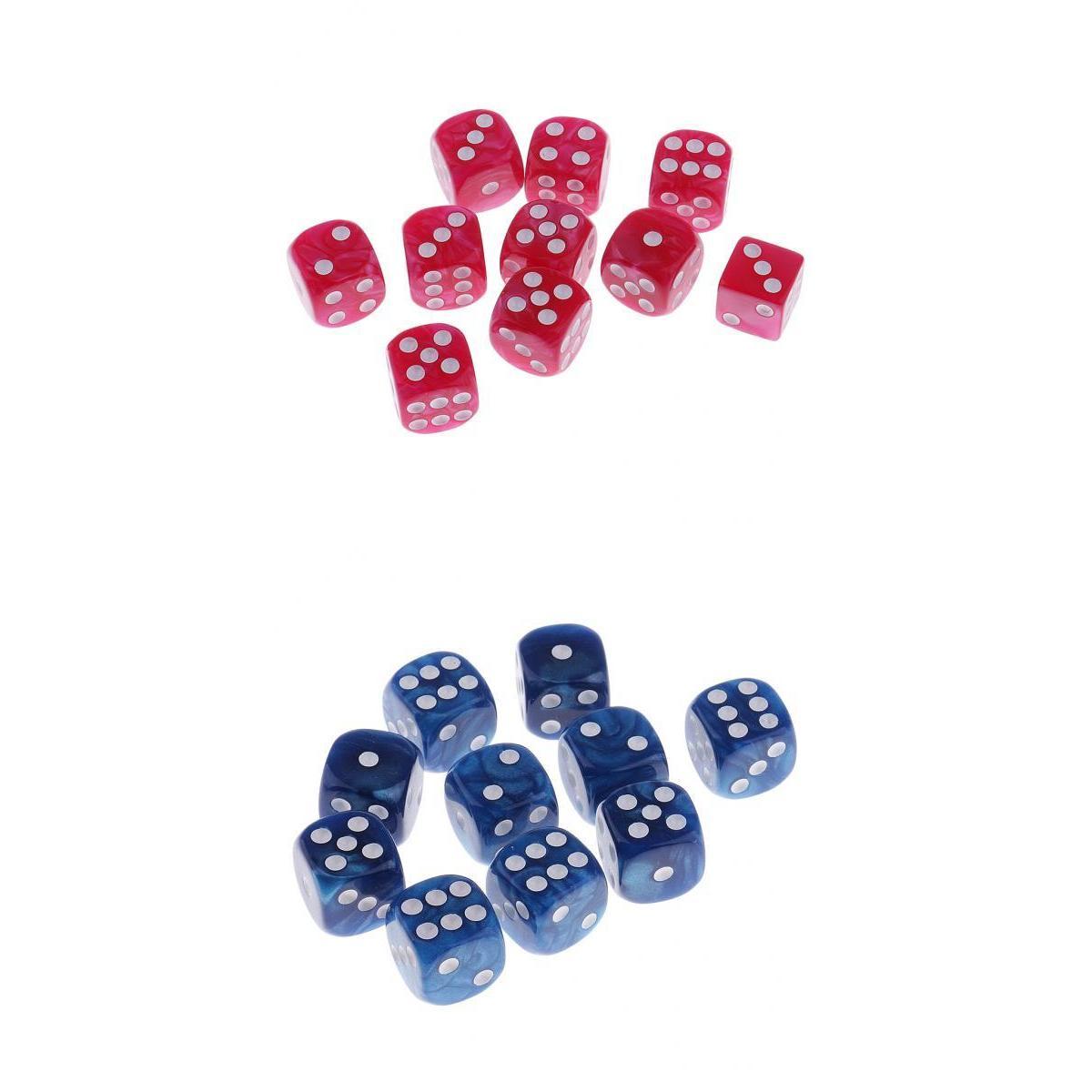 20 Pieces Plastic 6-sided Digital Dice D6 for Party Bar Table Game Pink+Blue