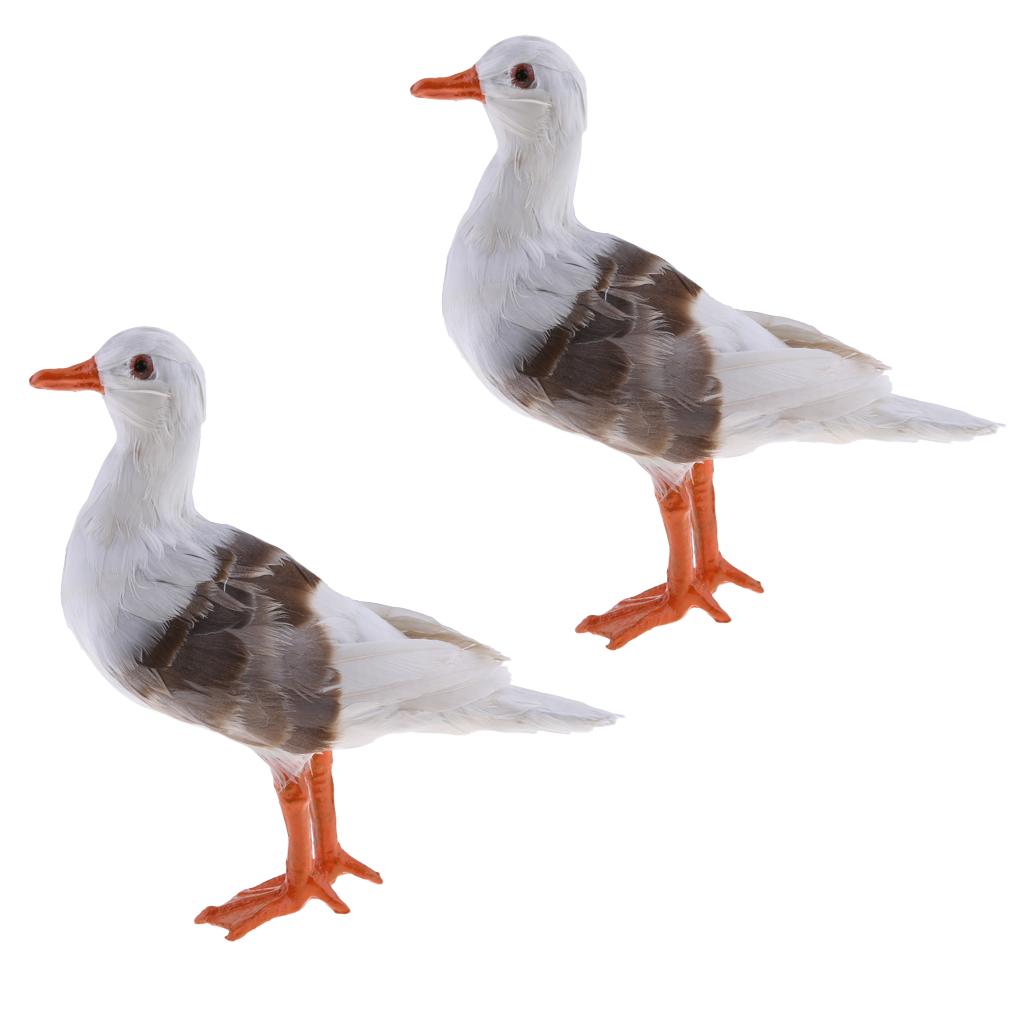 2Pc Simulated Seagull Artificial Bird Vivid Garden Home Decor Props Ornament
