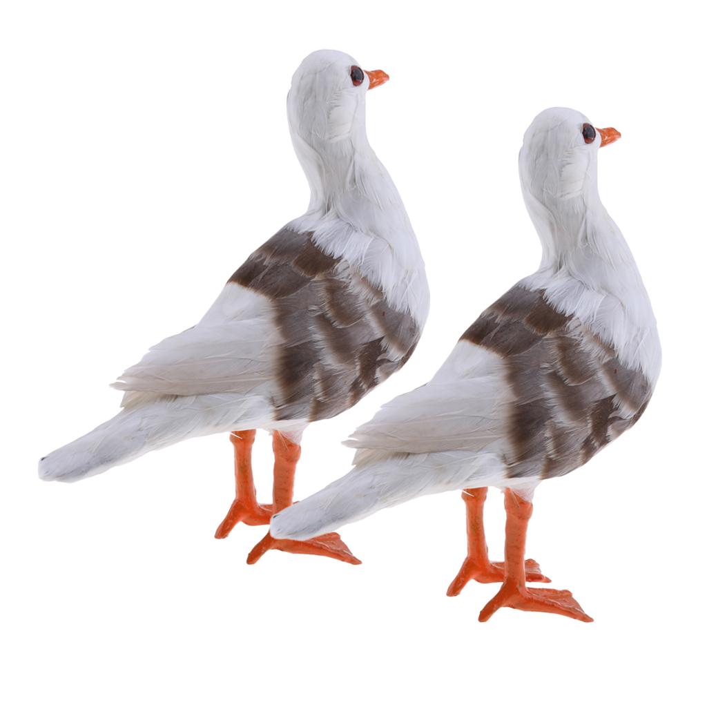 2Pc Simulated Seagull Artificial Bird Vivid Garden Home Decor Props Ornament