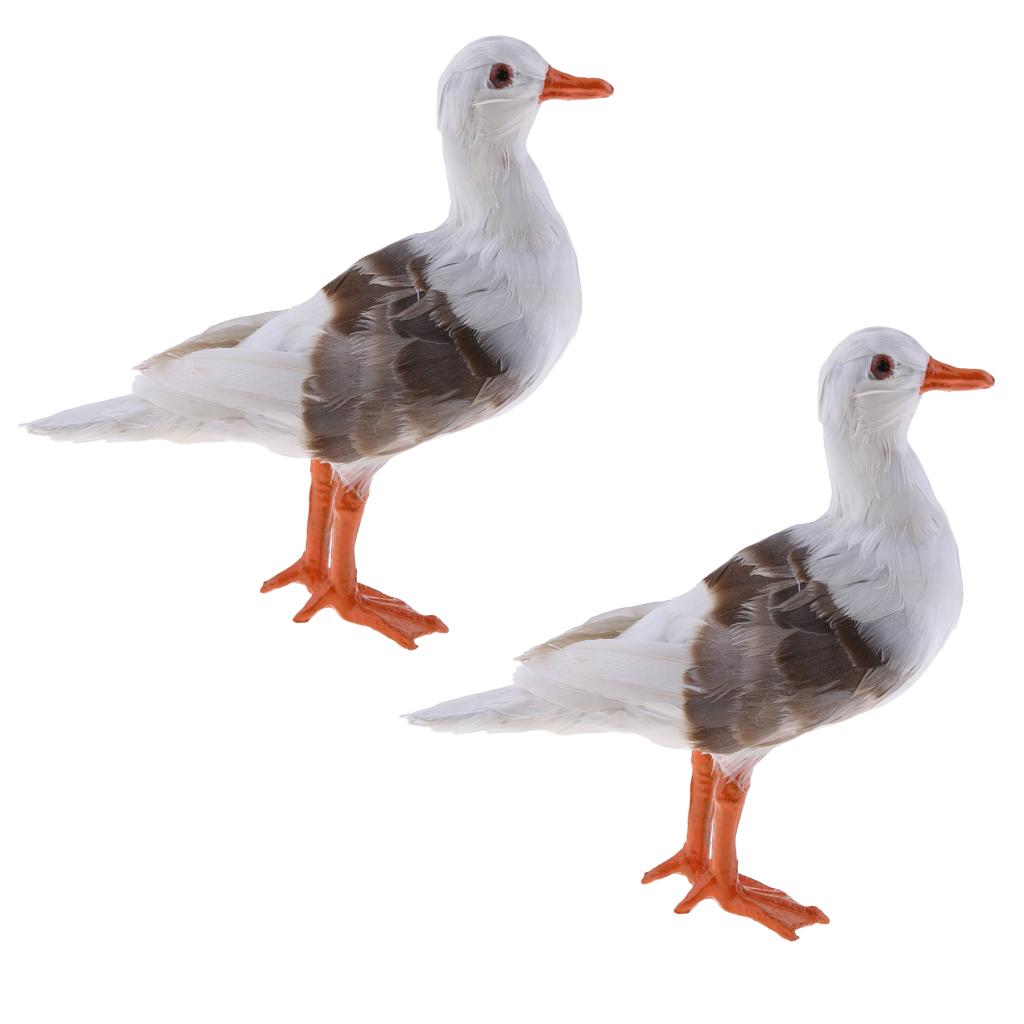 2Pc Simulated Seagull Artificial Bird Vivid Garden Home Decor Props Ornament